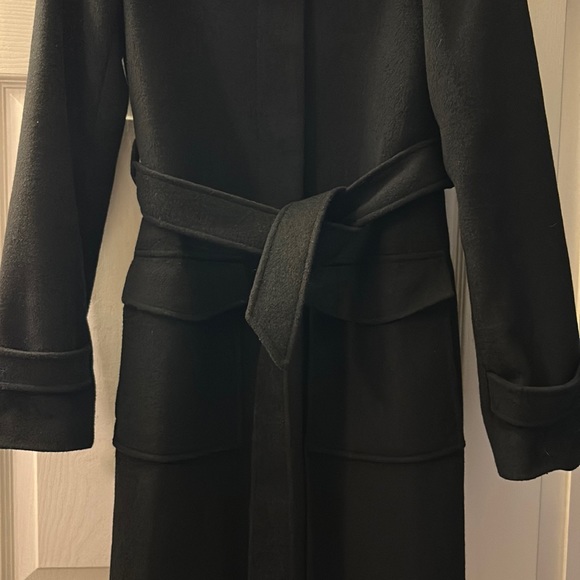 Like New!  Tall Black Loft Wool Belted High Neck Coat - Picture 7 of 9